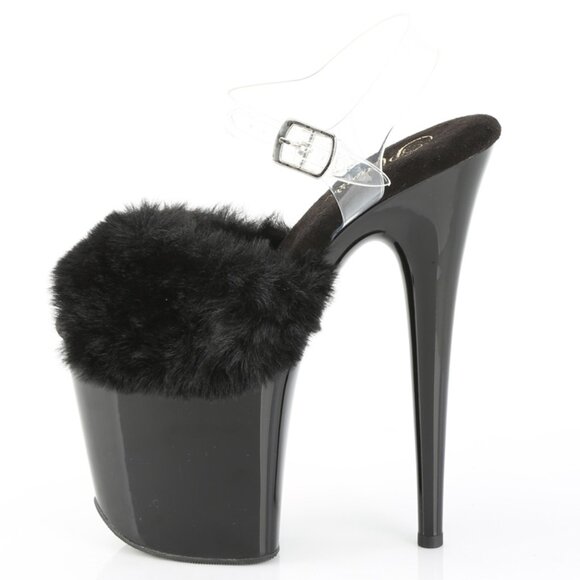 Fur Platform Peep Toe High Heel Shoes - Picture 1 of 5